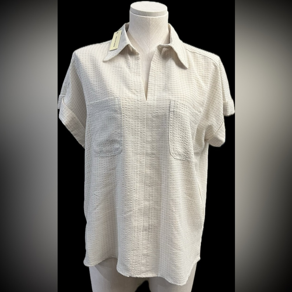 Max Studio Cream Textured Blouse